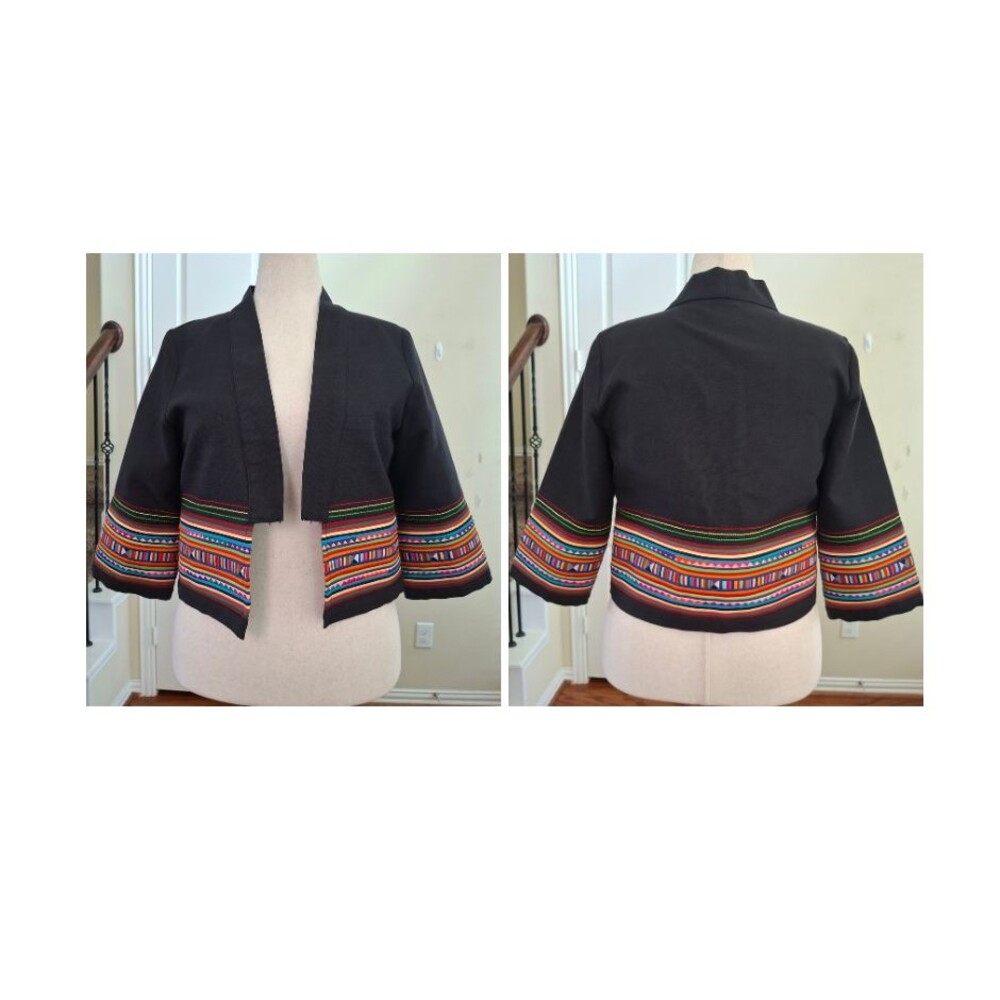 Hmong Handwoven Ethnic Jacket Geometric Pattern Vibrant Colors Tribal Bohemian